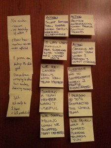 Results of a debrief of two teams at the global scrum gathering in Berlin 2014